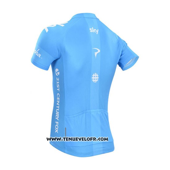 2014 Maillot Ciclismo Sky Azur et Blanc Manches Courtes et Cuissard